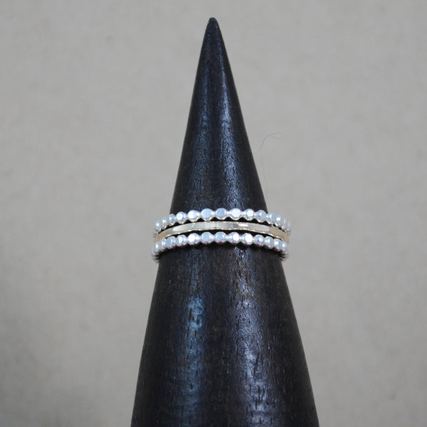 Beaded Stacking Ring Set - mixed metals