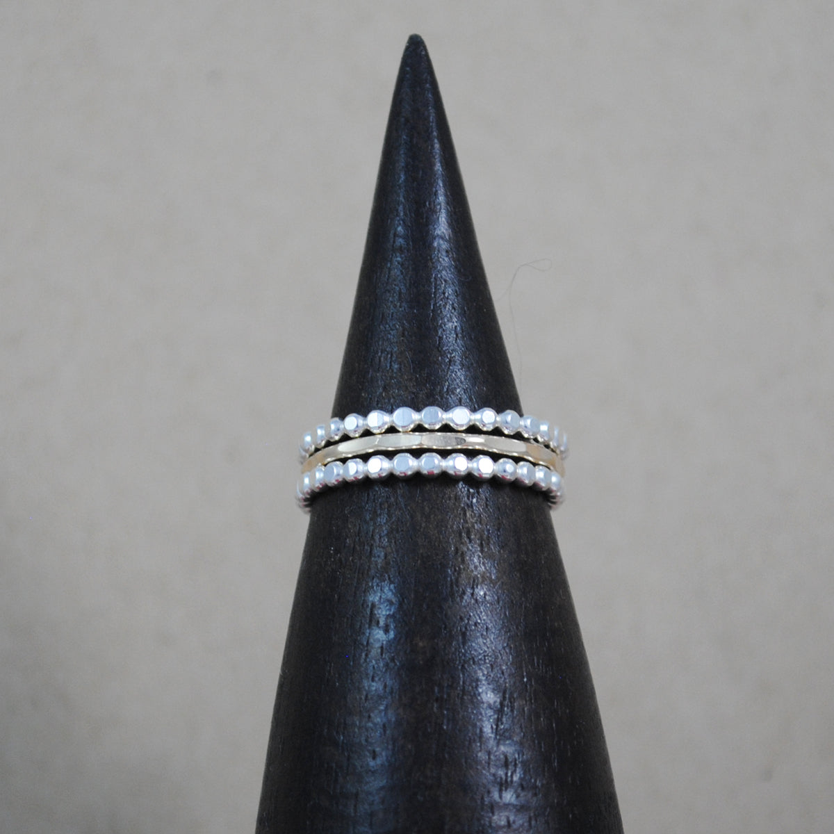 Beaded Stacking Ring Set - mixed metals