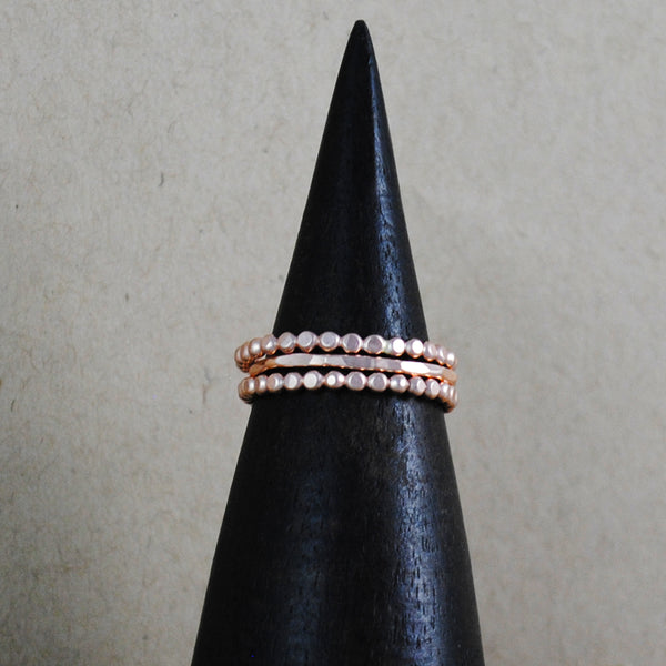 Beaded Stacking Ring Set - rose gold-filled