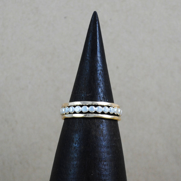 Thick Beaded Stacking Ring Set - mixed metals
