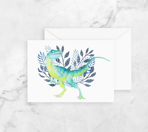 Greeting Card - Raptor - Dinosaurs - Peach or Plum