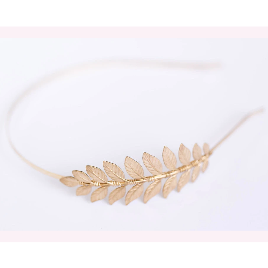 Simple Laurel brass leaf headband