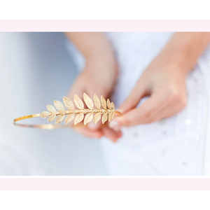 Simple Laurel brass leaf headband