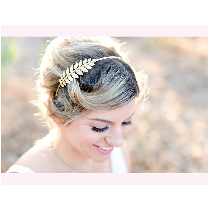 Simple Laurel brass leaf headband