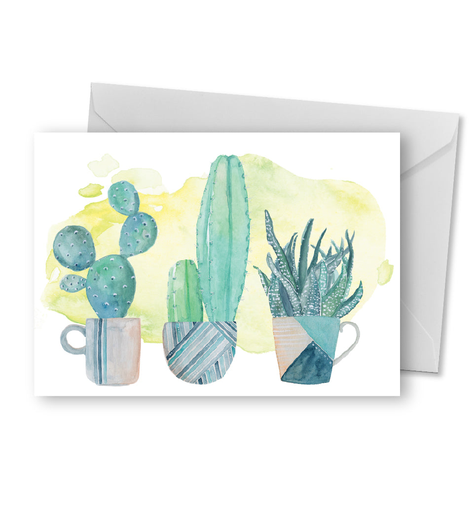 Greeting Card - Cacti Cactus Blank Card - Peach or Plum