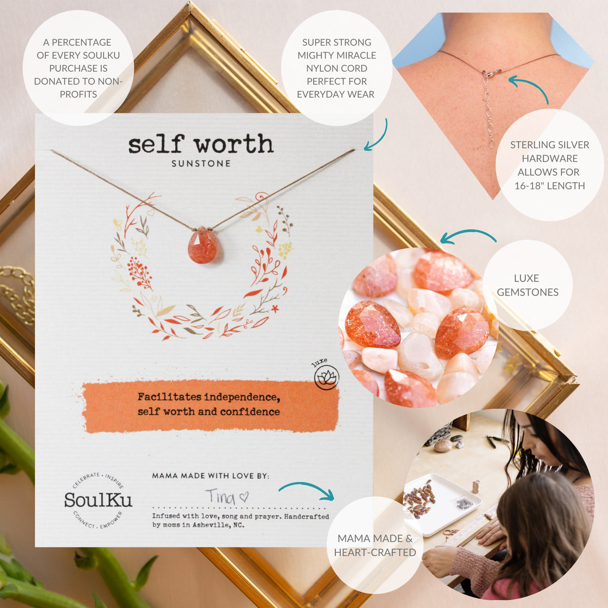 You Are Worthy Luxe Necklace - Sunstone