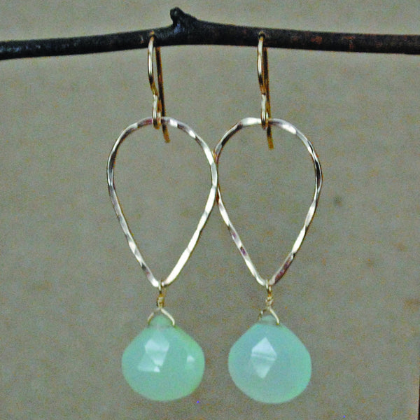 teardrop and stone earrings - gold-filled