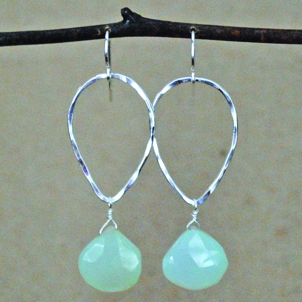teardrop and stone earrings - sterling silver