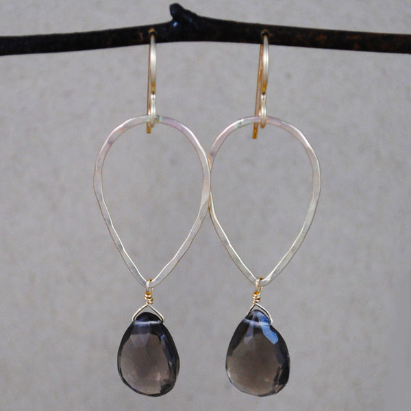 teardrop and stone earrings - gold-filled