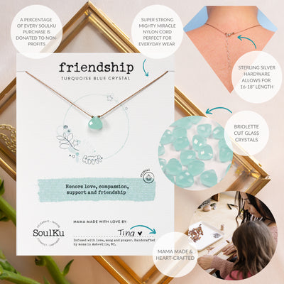 Friendship Necklace - Turquoise Crystal