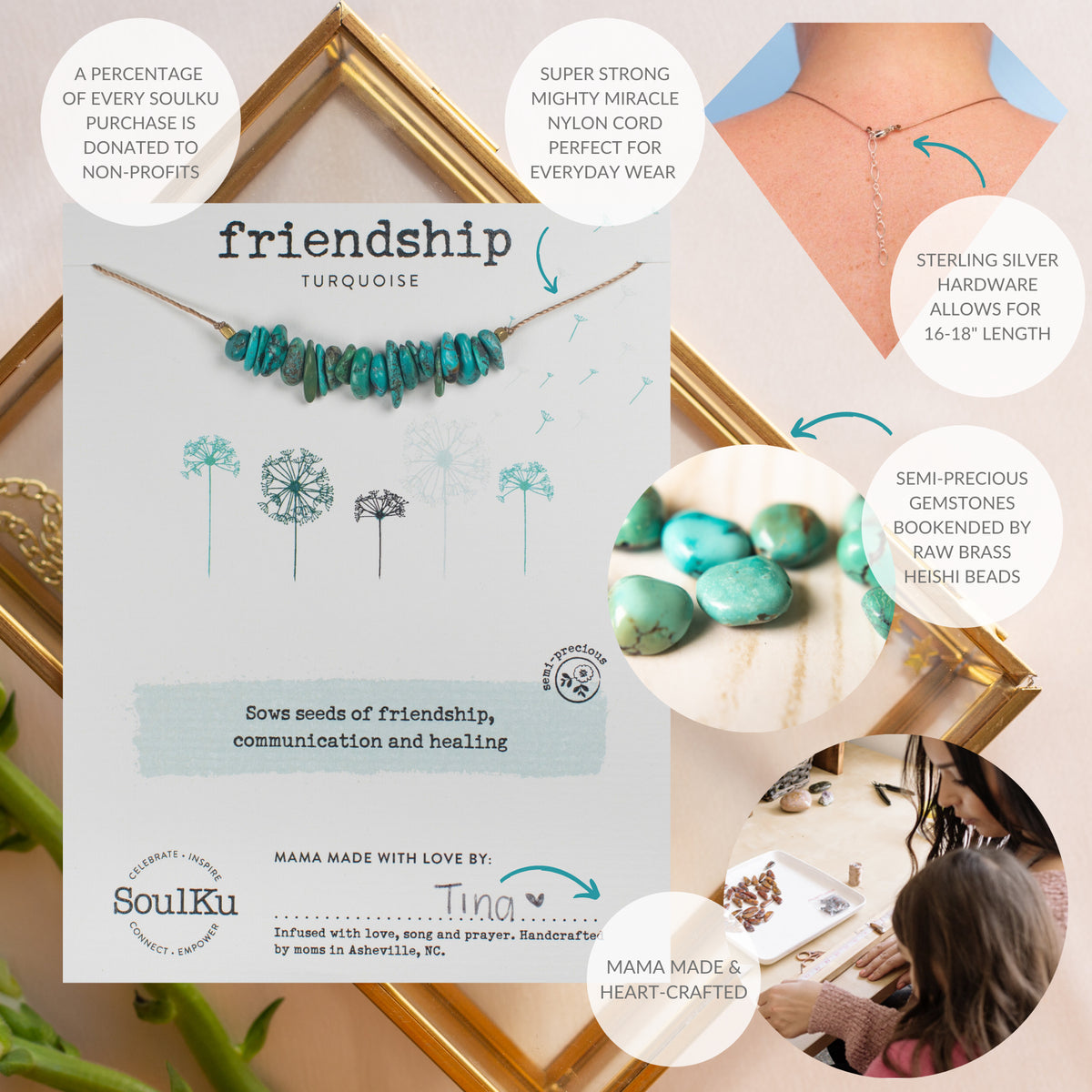 Friendship Seed Necklace - Turquoise