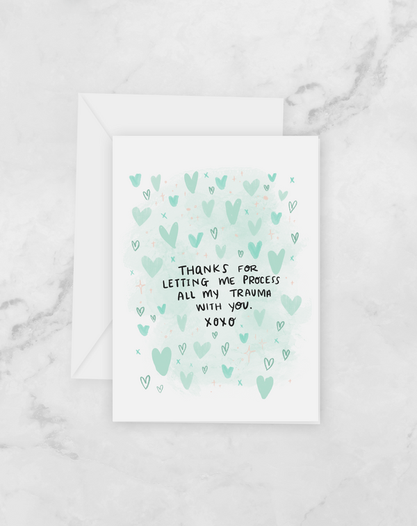 Greeting Card - Process my trauma with you - Quarantine Valentine's Day - Love Friendship - Peach or Plum
