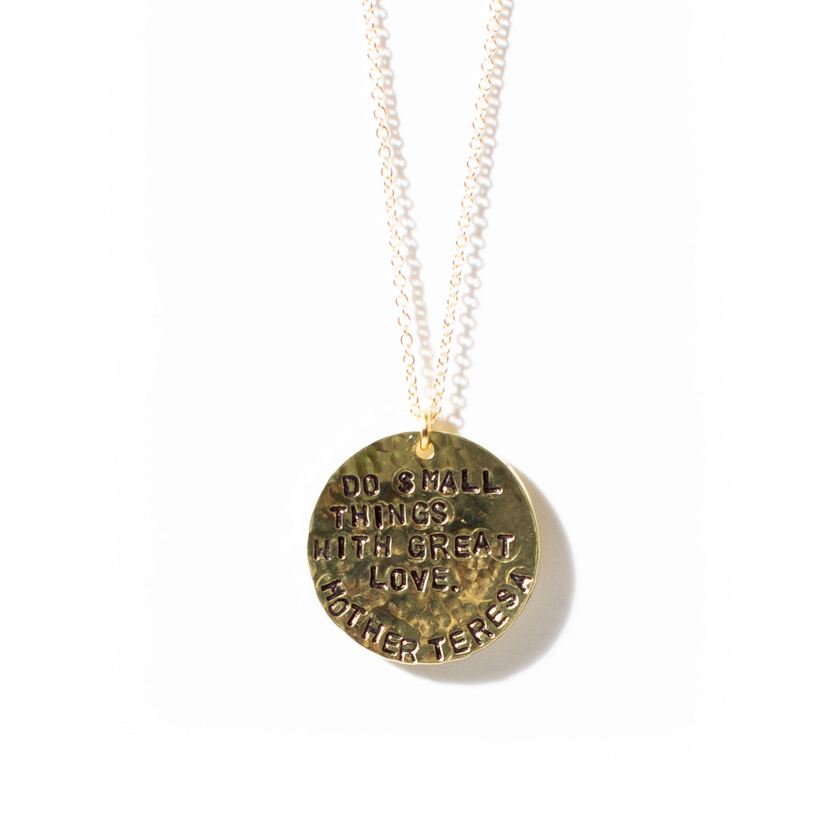 Do Small Things....Mother Teresa Metal Stamped Inspirational Necklace