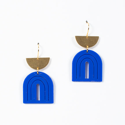 Cannes Acrylic Bow Earrings - blue
