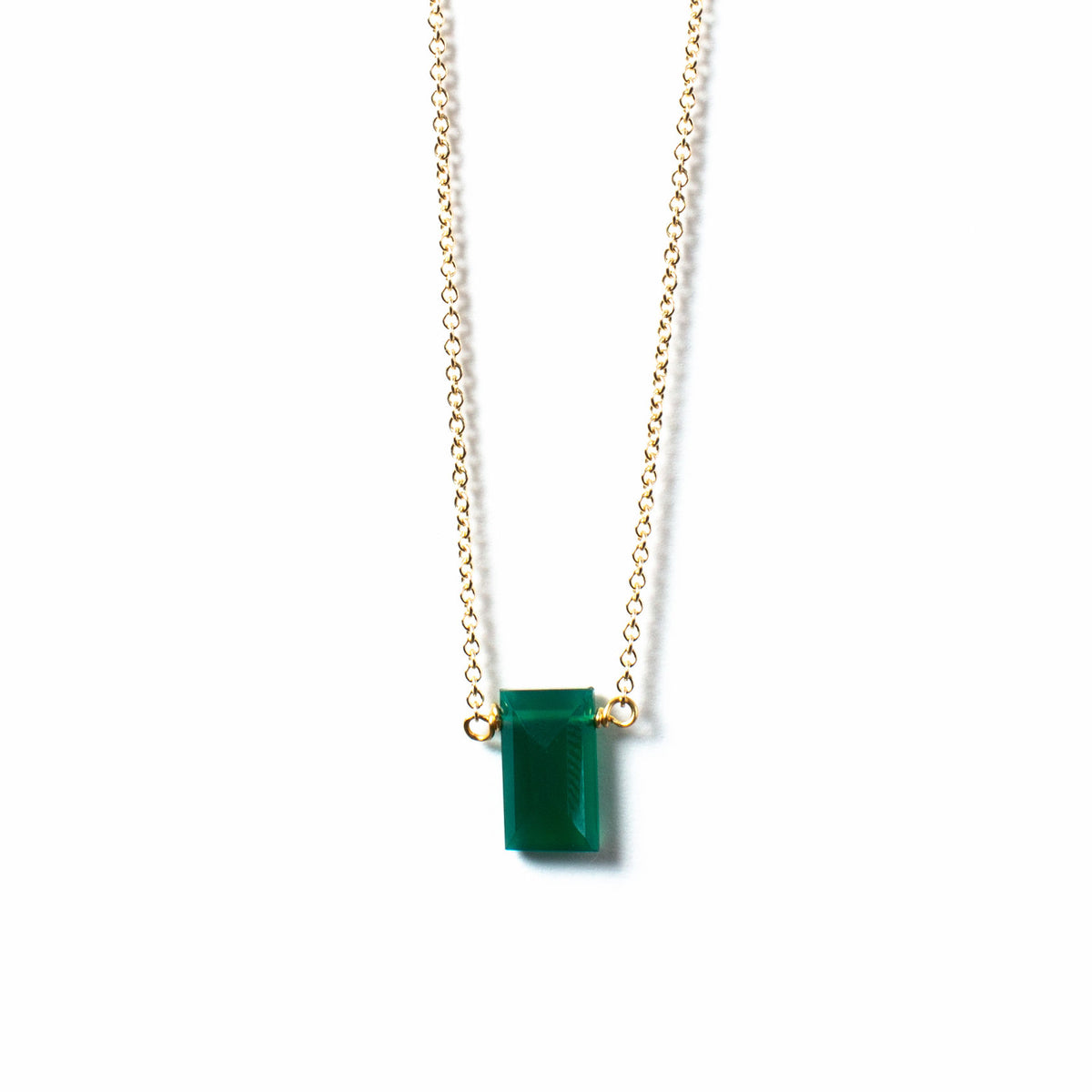 Green Onyx Rectangle Necklace