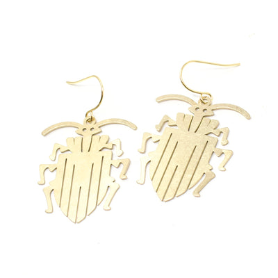 Brass Beetle Earrings