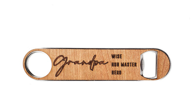 Grandpa Wood and Aluminum Bottle Opener