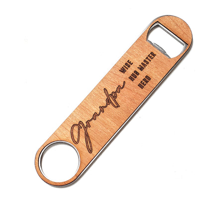 Grandpa Wood and Aluminum Bottle Opener