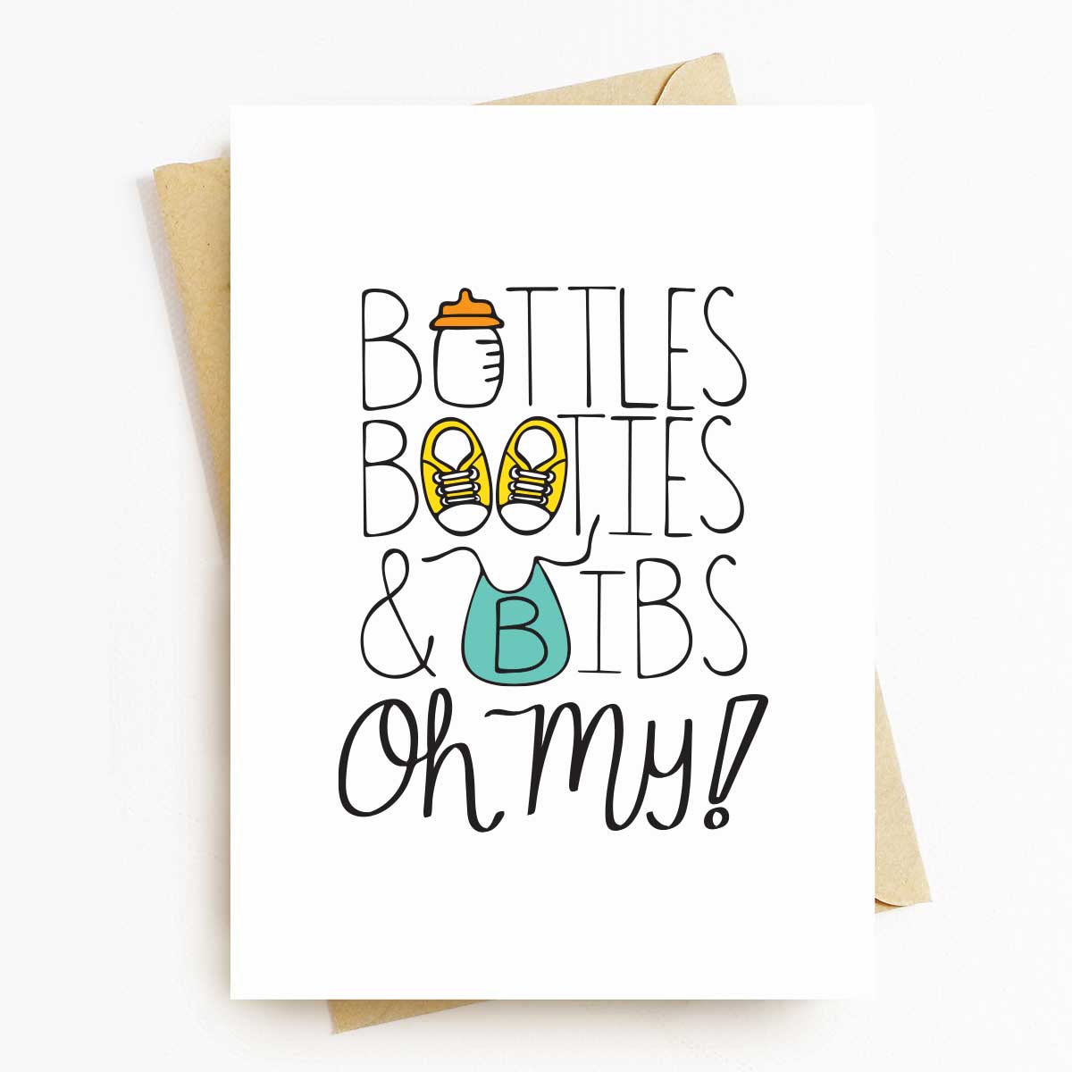 Bottles and Booties Baby Shower Greeting Card
