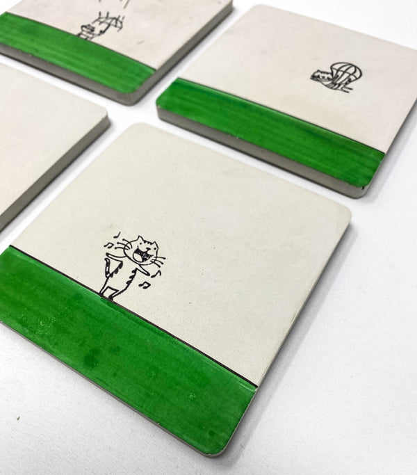 Cat Concrete Coasters
