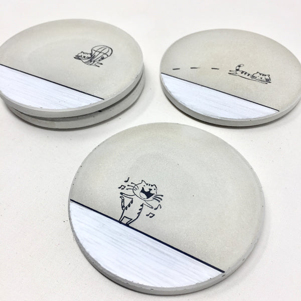 Cat Concrete Coasters