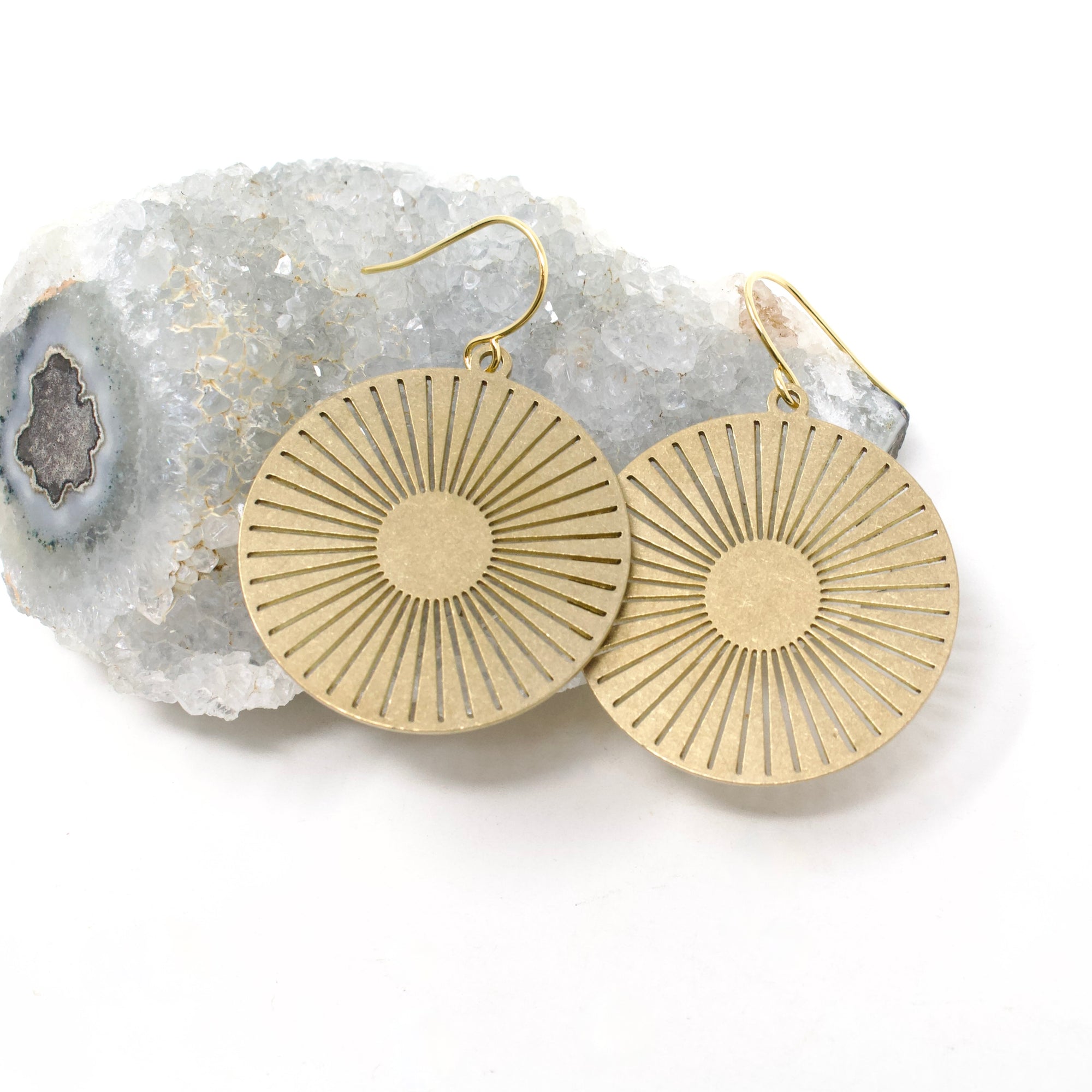 Circle Sun Charm Earrings