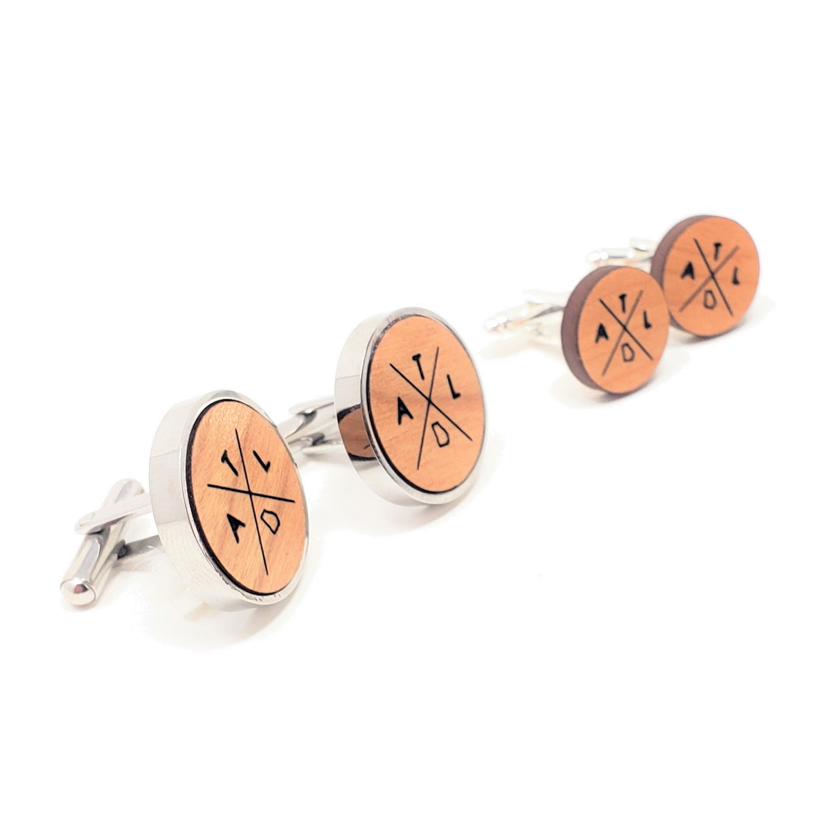 ATL Cross Stainless and Wood Cufflinks