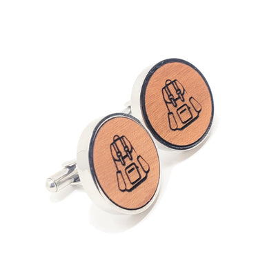 Backpack Stainless and Wood Cufflinks
