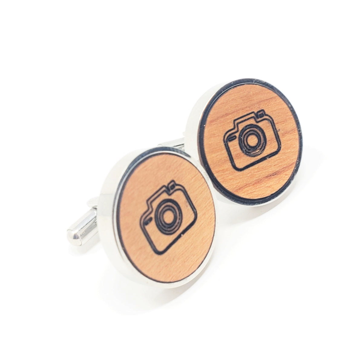 Camera Stainless and Wood Cufflinks