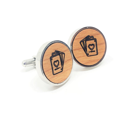 Cards Stainless and Wood Cufflinks