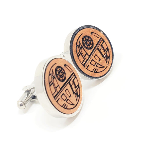Death Star Stainless and Wood Cufflinks
