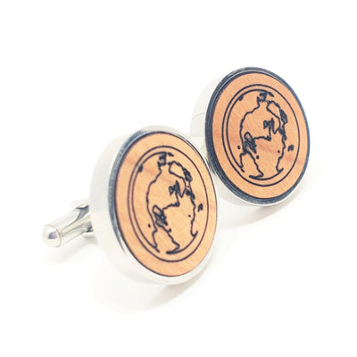 World Stainless and Wood Cufflinks