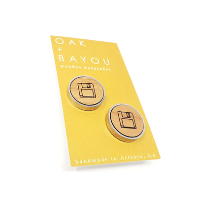 Floppy Disc Stainless and Wood Cufflinks