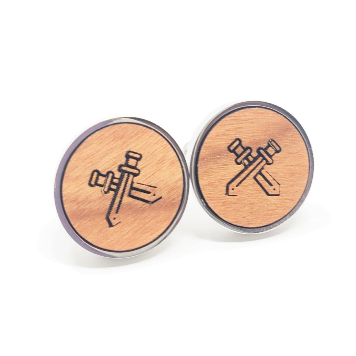 Swords Stainless and Wood Cufflinks