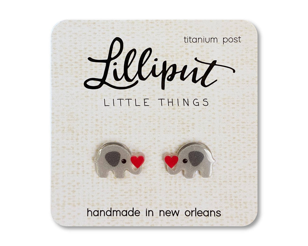 Cute Elephant with Heart Earrings
