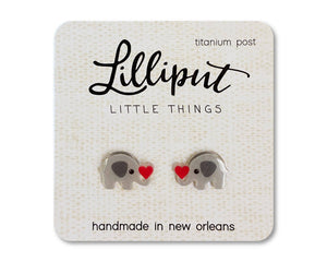 Cute Elephant with Heart Earrings