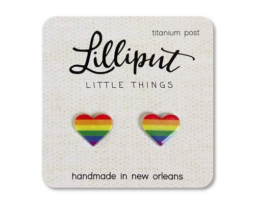 Rainbow Heart Gay Pride Earrings