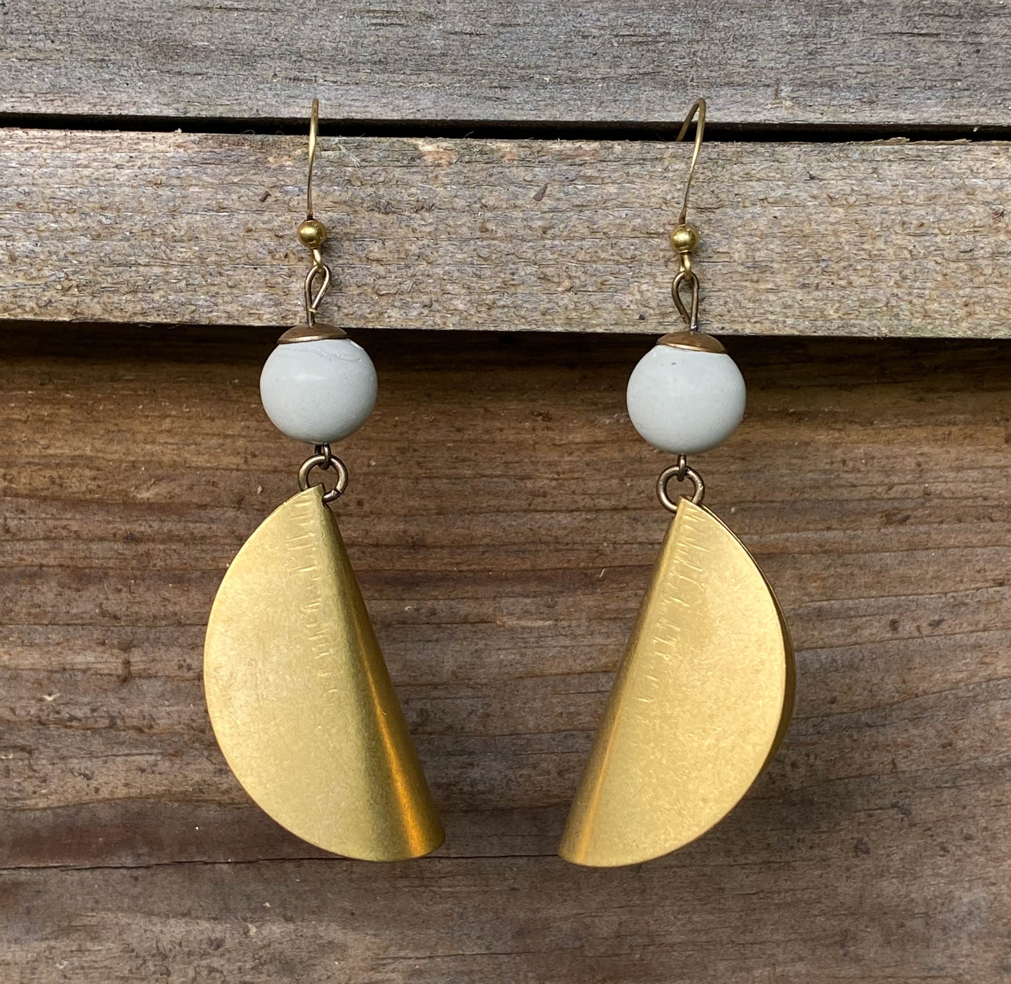 Concrete + Brass Origami Earrings