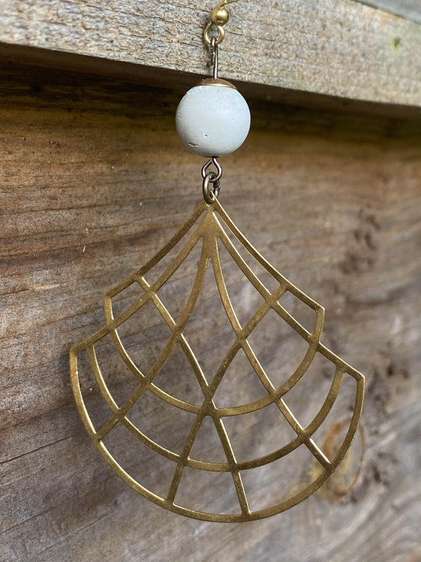 Concrete + Brass Geometric Earrings