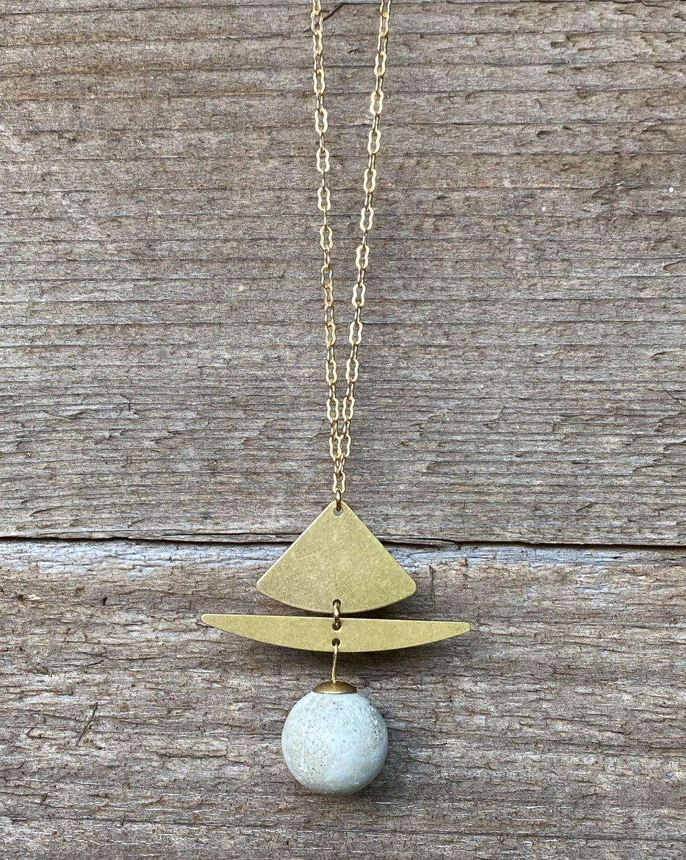 Concrete + Brass Modern Necklace