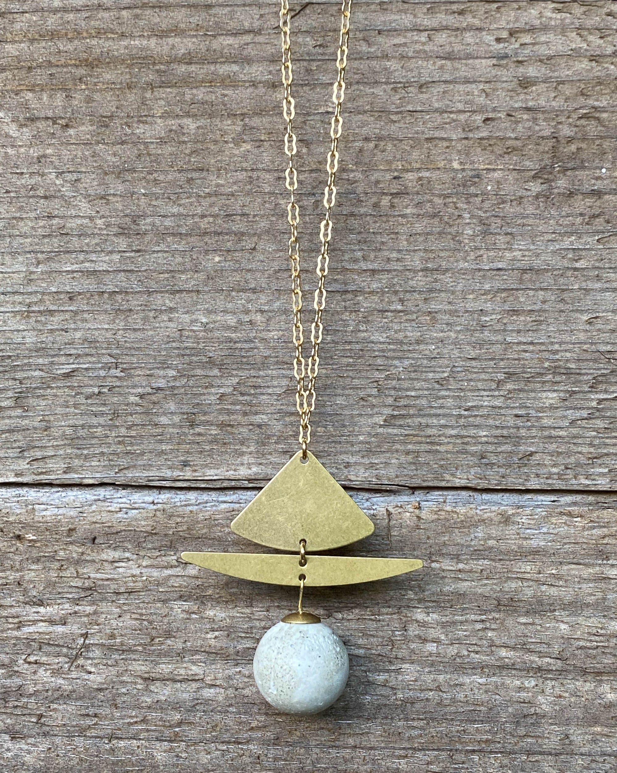 Concrete + Brass Modern Necklace