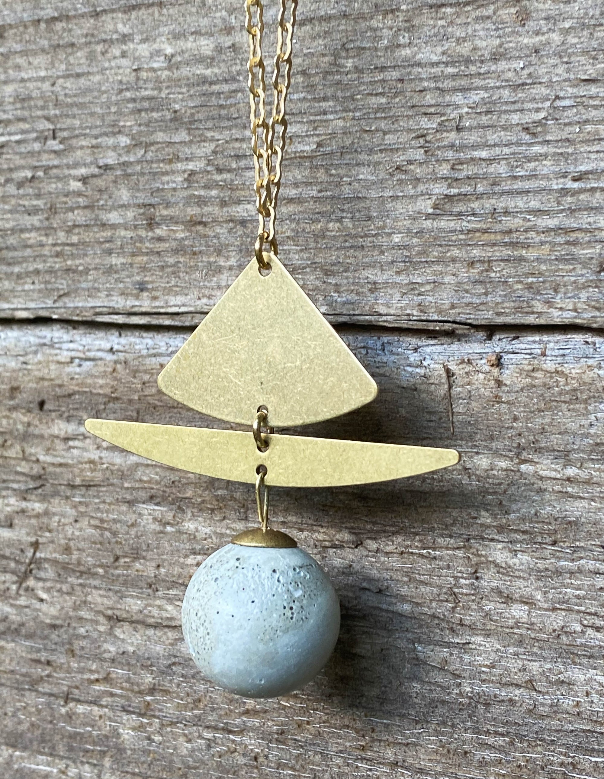 Concrete + Brass Modern Necklace