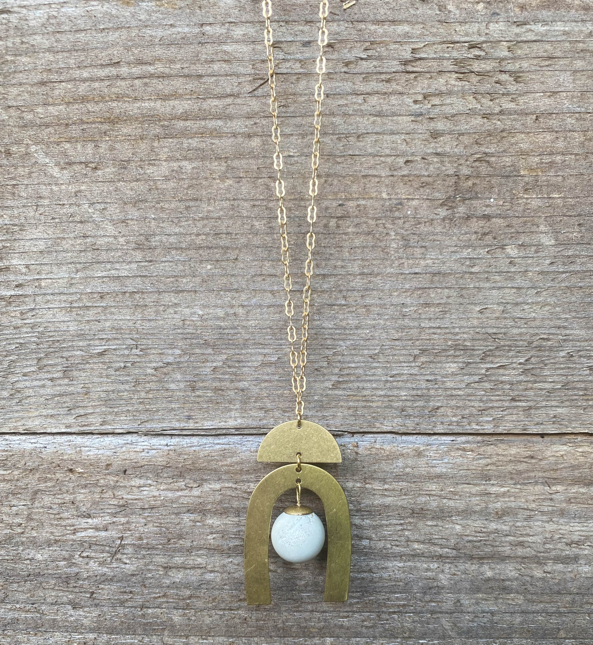 Concrete + Brass Modern Necklace III