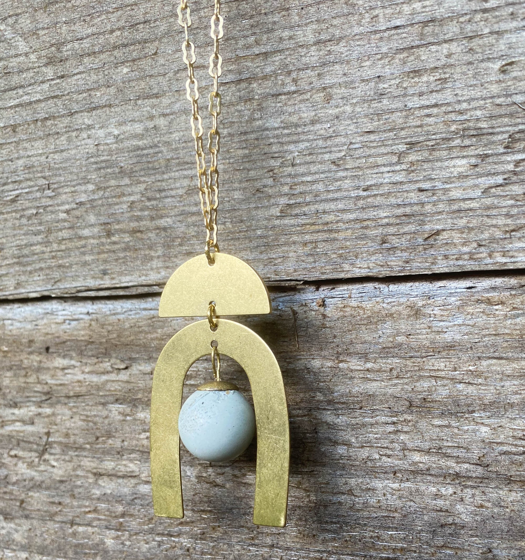 Concrete + Brass Modern Necklace III