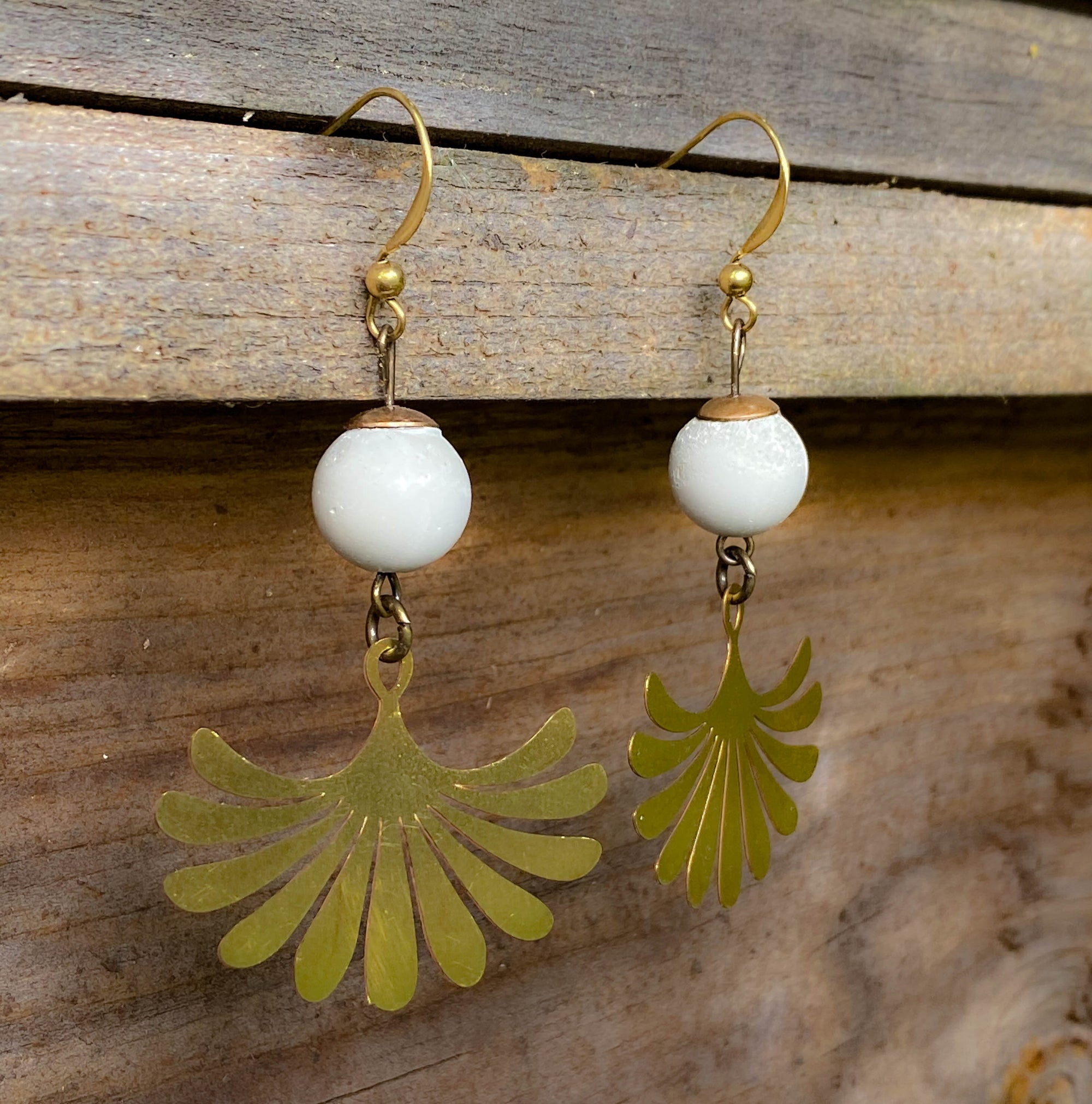 Concrete + Brass Flower Earrings