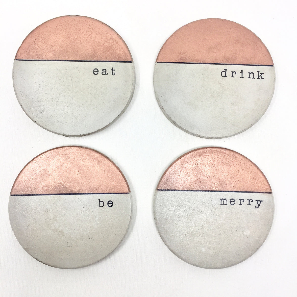 "Eat, Drink, Be Merry" Concrete Coasters