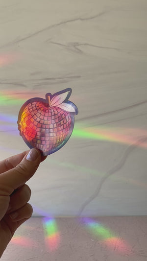 Sticker- Peach Disco Ball Holographic - Peach or Plum