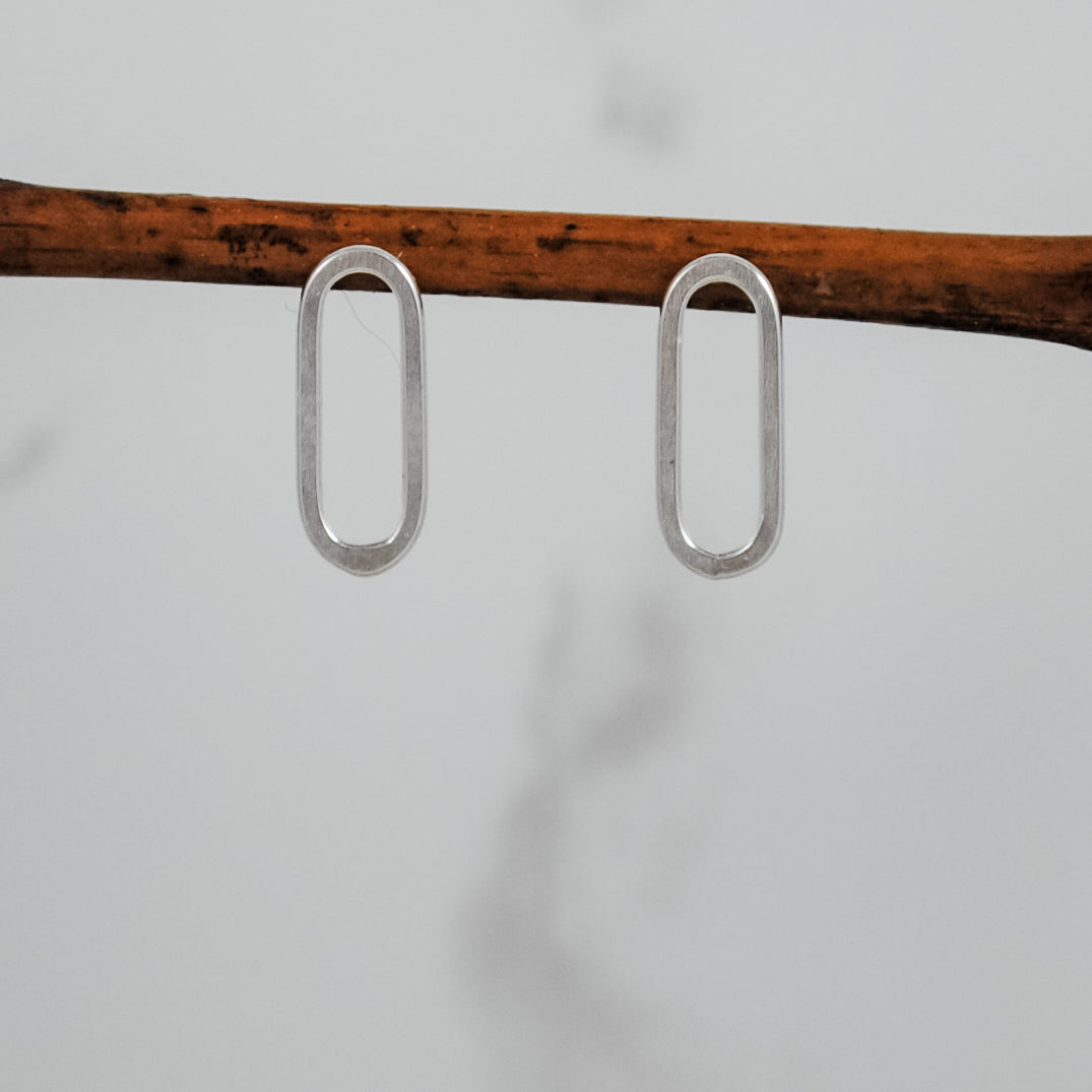 Small Paperclip Stud Earrings - sterling