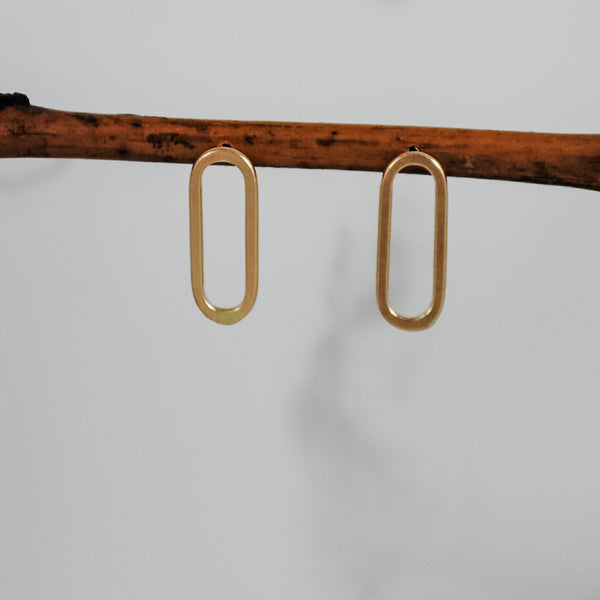 Small Paperclip Stud Earrings - gold-filled