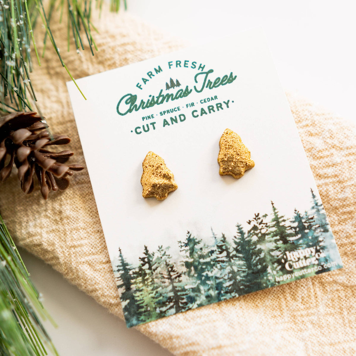 Glittering Gold Christmas Tree Studs: Stud
